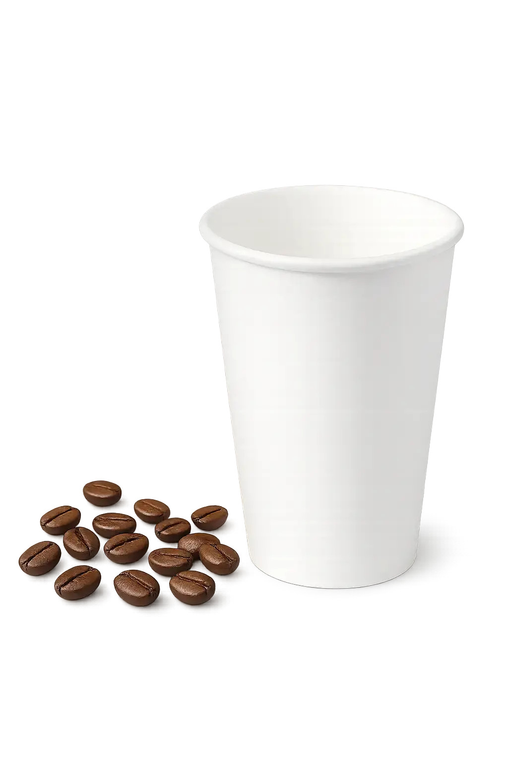 Gobelet de café et grains de café — boissons chaudes en distribution automatique